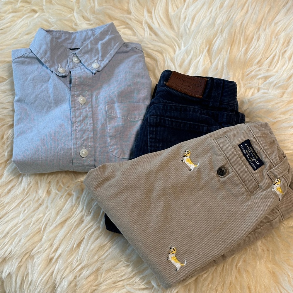 Janie and Jack button down shirt 2T 18-24 months boy outfit dog pants corduroy